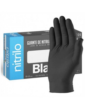 Box of 100 disposable black nitrile gloves