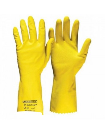 Yellow flocked latex glove