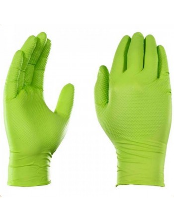 Caja de 50 guantes de nitrilo diamantado color verde